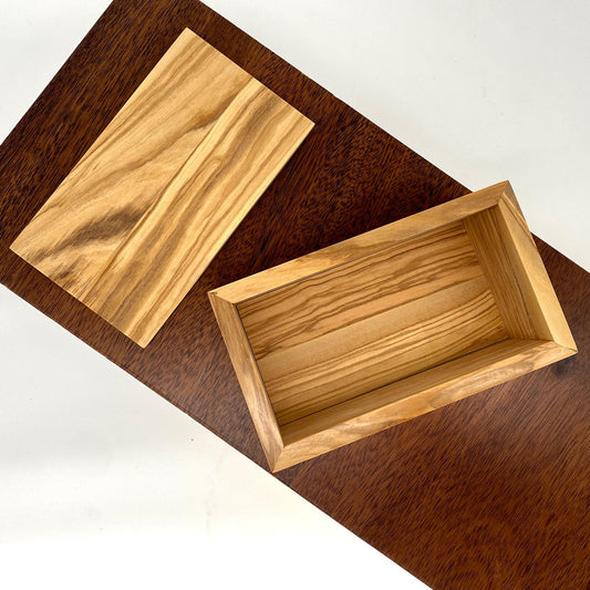 Handmade Olive Wood Cremation Urn — Adult Memorial Box (Columbarium-Friendly)