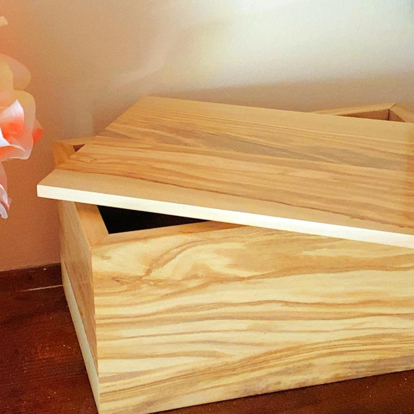 Handmade Olive Wood Cremation Urn — Adult Memorial Box (Columbarium-Friendly)