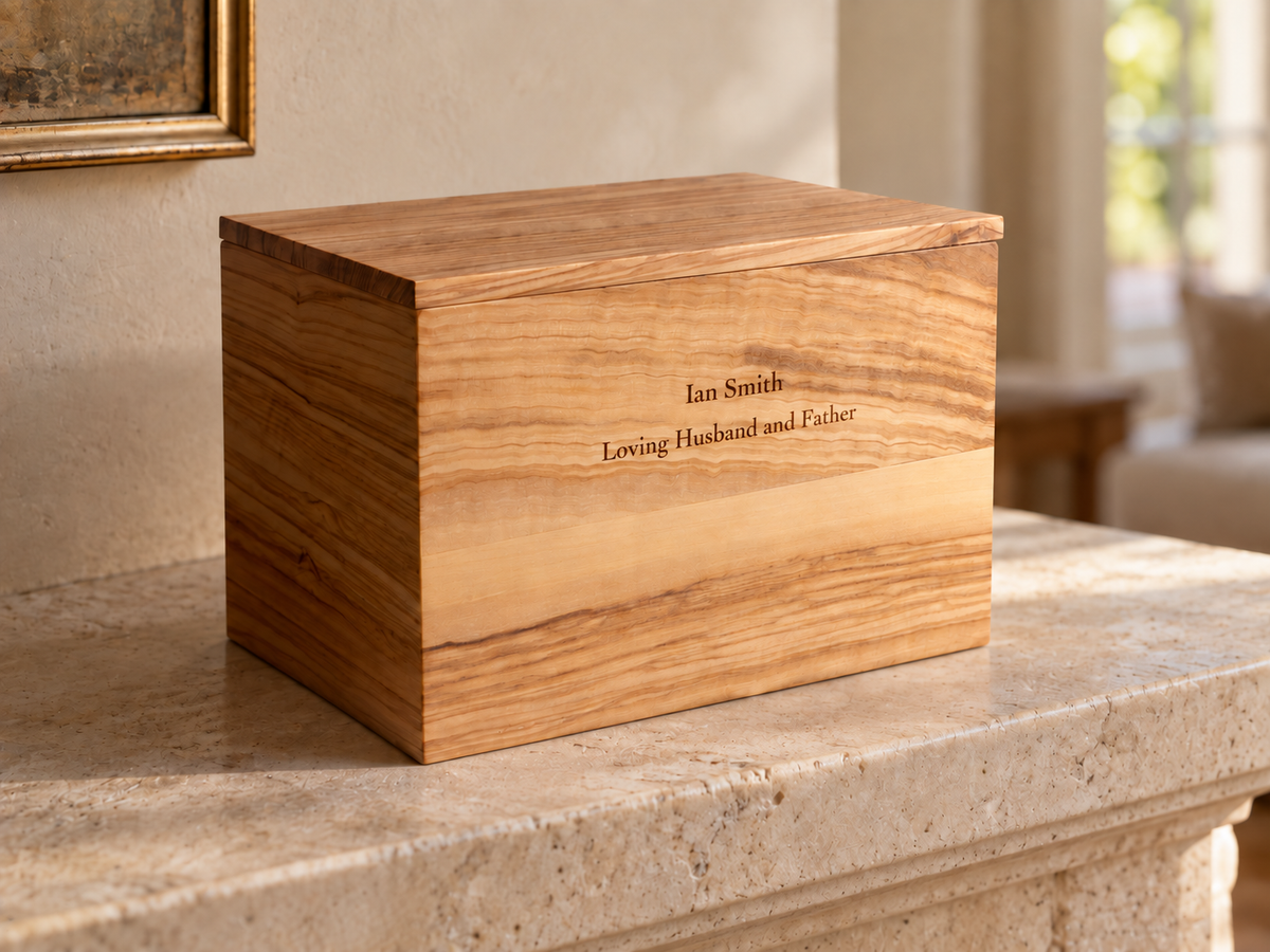 Handmade Olive Wood Cremation Urn: Adult, Companion, or Child